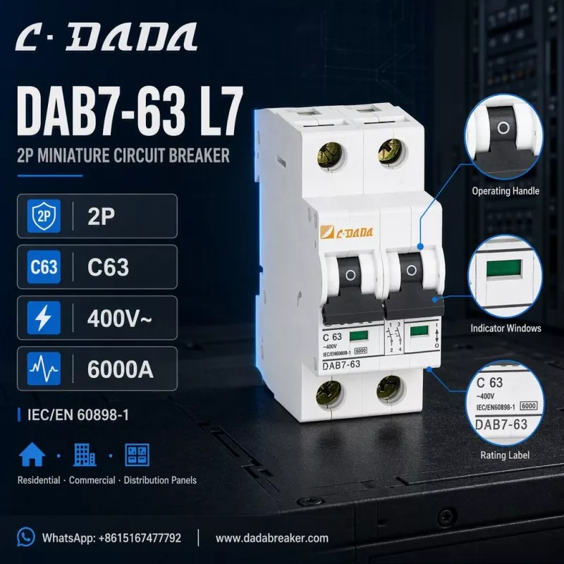DAB7-63 L7 2P MCB - הגנה שקופה וקומפקטית עבור לוחות הפצה